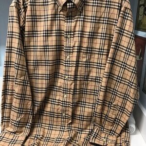 Burberry Beige and Black Plaid Men's Shirt